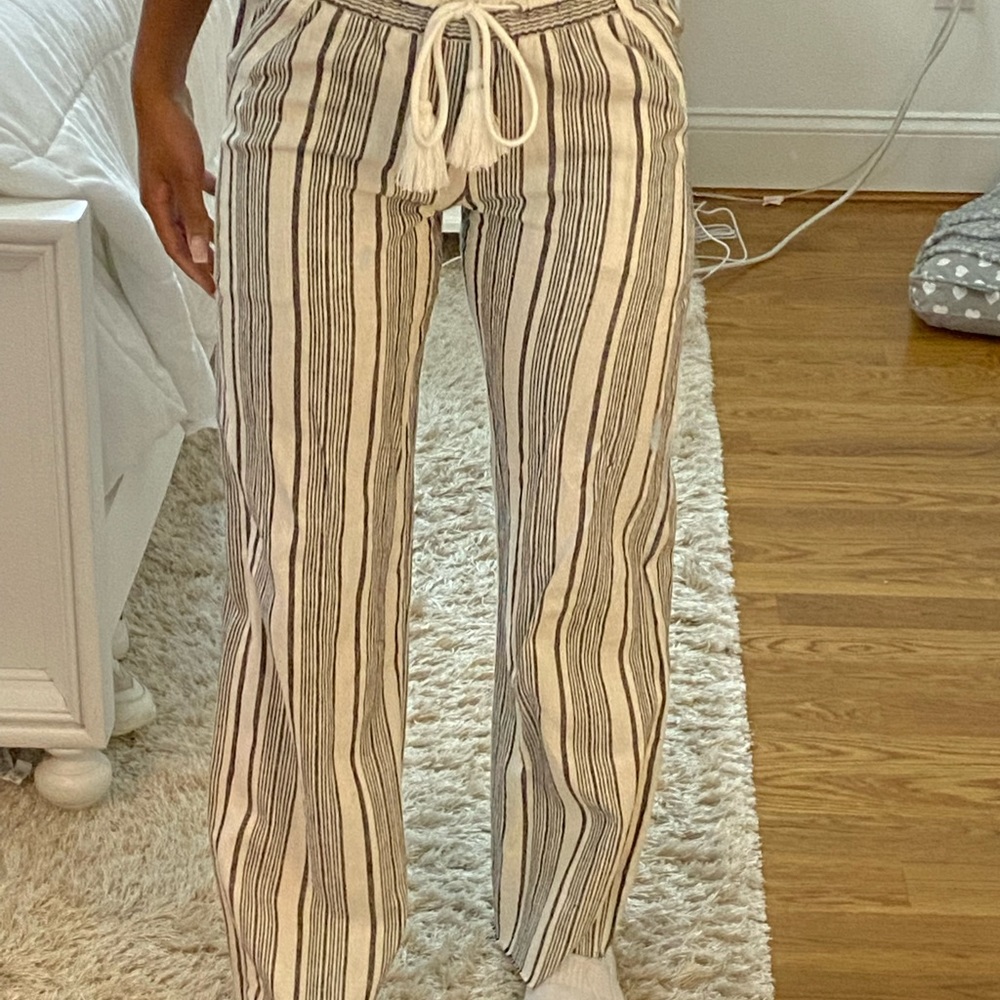 striped linen beach pants